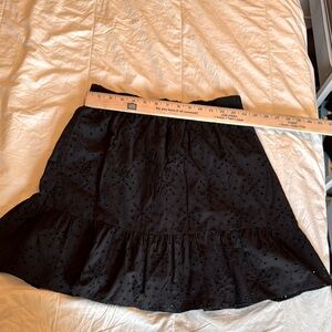 LOFT Black Mini A-Line Skirt with Ruffled Style